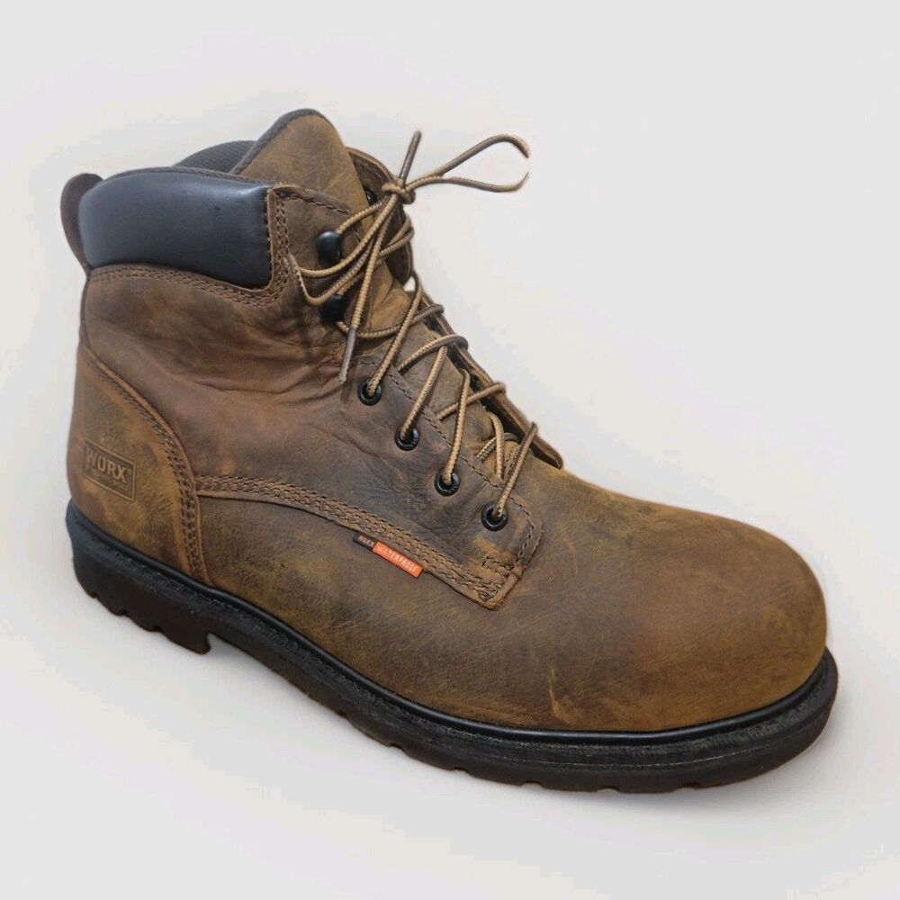 Worx by Red Wing 5606 Steel Toe Work Boots Mens Size 11.5WW Brown Leather EH